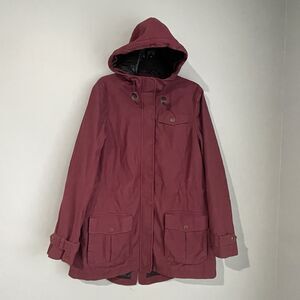 LL Bean Lined Utility Jacket Parka Women’s Size L Hooded Snap Pockets